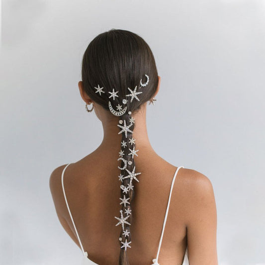 Star Hairpin Cute Trumpet Rhinestone Bobby Pin $9.50 Dana Fashion Color: A Diamond Purity: Gold Plating Women's Accessories Product information: Treatment Process: Electroplating Color: One Little Star, two XINGX, Moon, one diamond, five-piece set, one bi