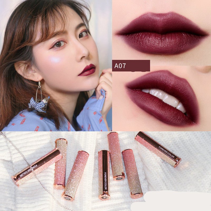 Starry lipstick $21.80 Dana Fashion Style: A07 makeup Brand: xixi Color :A01 pumpkin color,A02 classic red,A03 red persimmon,A04 milk coffee color,A05 brick red,A06 rose wood ,A07 cherries,A08 apricot orange,A09 bean paste,A10 reddish-brown