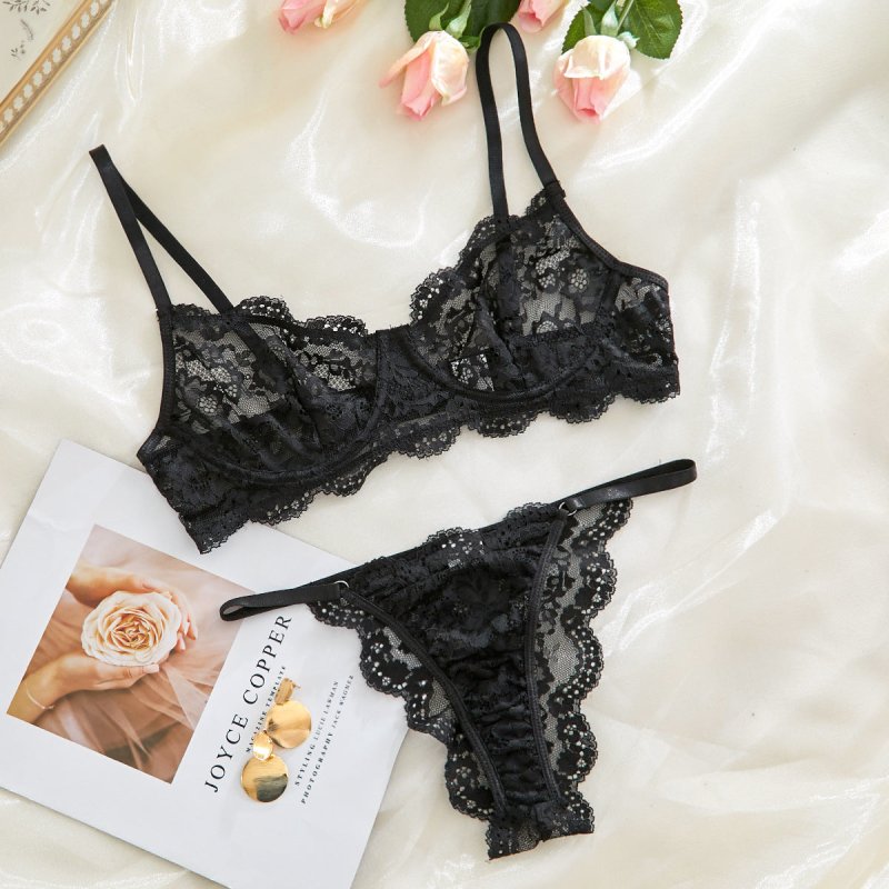Strap Lace See-through Underwear Suit Women $40.50 Dana Fashion Color: Black size: L Women's clothing Product information: Fabric name: Polyester Color: white, yellow, red, black, wine red, Main fabric composition: Polyester Fiber (polyester) Size: S,M,L,