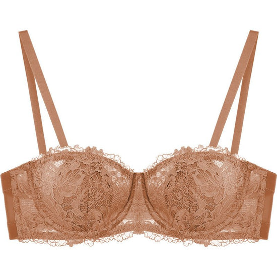 Strapless Underwear Women Gather Non-slip $79.99 Dana Fashion style: A Size: L Women's clothing Product information: Pattern: plant flowers Color classification: A: light brown [single bra] B: light brown [bra + panties] C: beige [single bra] D: beige [br