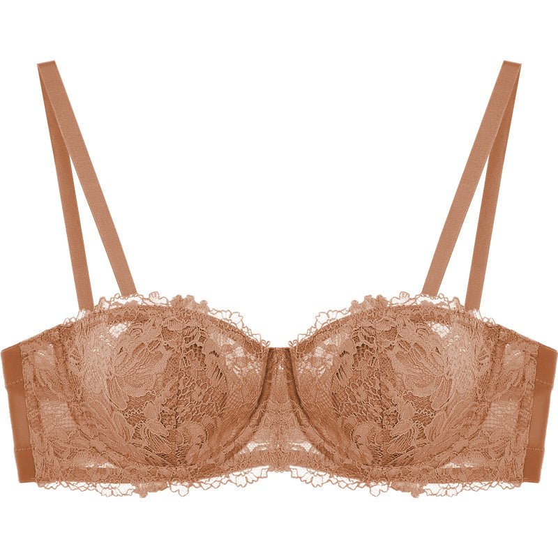 Strapless Underwear Women Gather Non-slip $79.99 Dana Fashion style: A Size: L Women's clothing Product information: Pattern: plant flowers Color classification: A: light brown [single bra] B: light brown [bra + panties] C: beige [single bra] D: beige [br