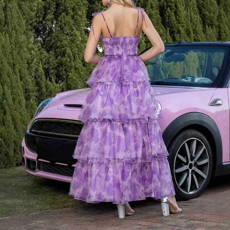 Straps Tulle Flounce Irregular Dress $129.50 Dana Fashion Color: DMQ77311 Purple Size: L Women's clothing Product information: Pattern: Printing Skirt type: cake dress Waist Type: Mid waist Size: XS,S,M,L Style type: fresh and sweet Combination form: Sing