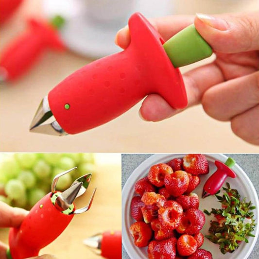 Strawberry Huller Creative Fruit Leaf Remover Kitchen Gadget $10.03 Dana Fashion default: default Dana's Kitchen Overview: 1. Press the button and extend the claw in front of hull strawberries and core other soft fruits and vegetables. 2. Get kids involve