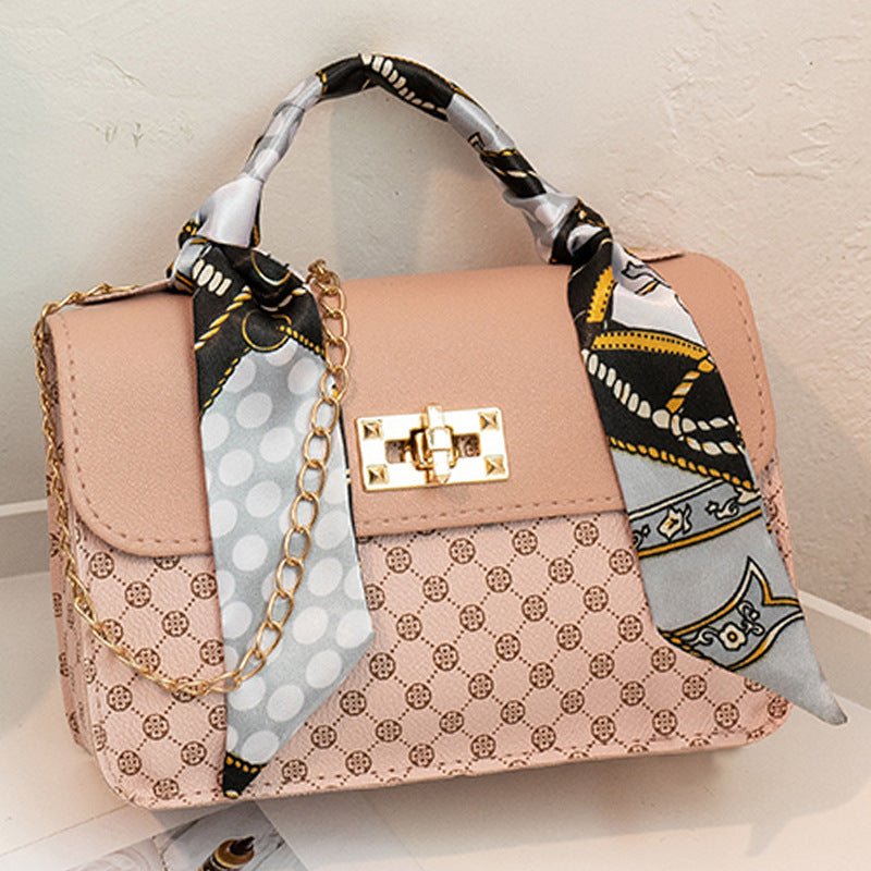 Street Trendy One-shoulder Fashion Printed Silk Scarf Diagonal Bag $19.99 Dana Fashion Color: Pink Women's Bags Product information: Lining texture: without lining Color: white, khaki, black, pink Outer bag type: Three-dimensional pocket Hardness: medium