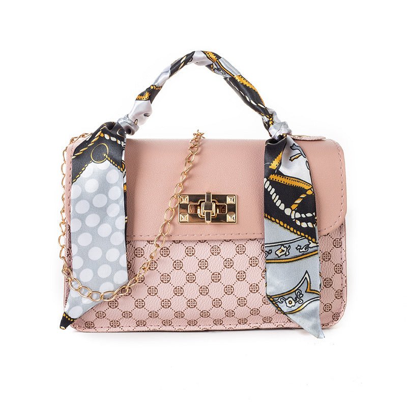 Street Trendy One-shoulder Fashion Printed Silk Scarf Diagonal Bag $19.99 Dana Fashion Color: Black Women's Bags Product information: Lining texture: without lining Color: white, khaki, black, pink Outer bag type: Three-dimensional pocket Hardness: medium