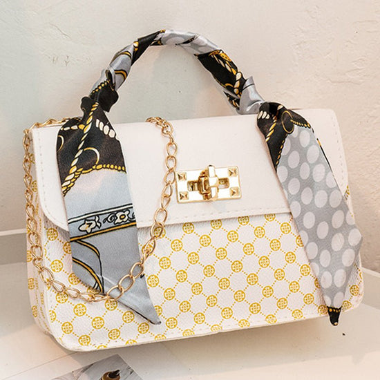 Street Trendy One-shoulder Fashion Printed Silk Scarf Diagonal Bag $19.99 Dana Fashion Color: White Women's Bags Product information: Lining texture: without lining Color: white, khaki, black, pink Outer bag type: Three-dimensional pocket Hardness: medium