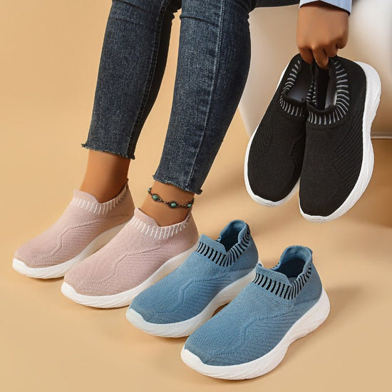 Striped Flat Sneakers Fashion Lightweight Breathable Socks Flats Shoes For Women Slip On Sports Shoes $31.68 Dana Fashion Color: Black Size: Size36 Women's shoes Product information: Style: Casual Inner material: cloth Suitable season: Summer, spring, aut