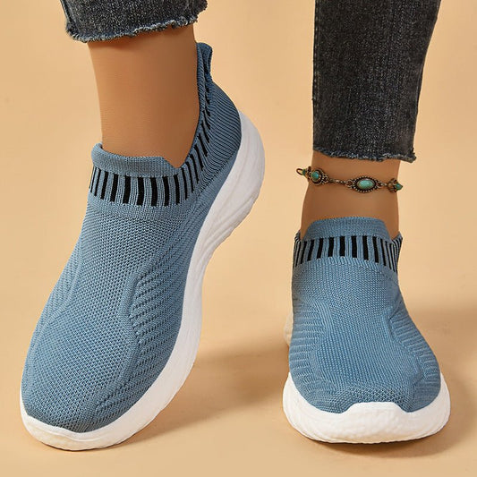 Striped Flat Sneakers Fashion Lightweight Breathable Socks Flats Shoes For Women Slip On Sports Shoes $31.68 Dana Fashion Color: Black Size: Size36 Women's shoes Product information: Style: Casual Inner material: cloth Suitable season: Summer, spring, aut