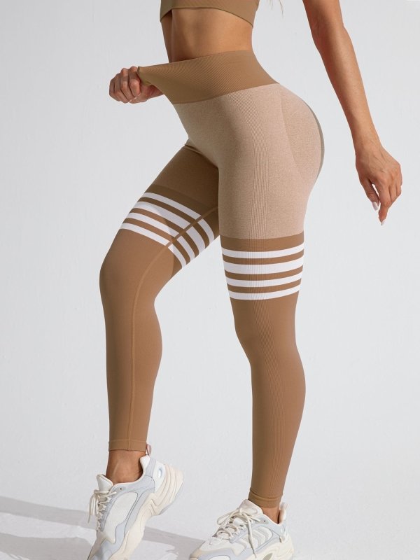 Striped Outdoor Sports Tights High Waist Hip Lift Running Exercise Workout Pants $39.99 Dana Fashion Color: Hemp Khaki Size: L Women's clothing معلومات المنتج: اسم القماش: مزيج من الألياف الكيميائية السيناريوهات القابلة للتطبيق: رياضات الجري، معدات اللياق