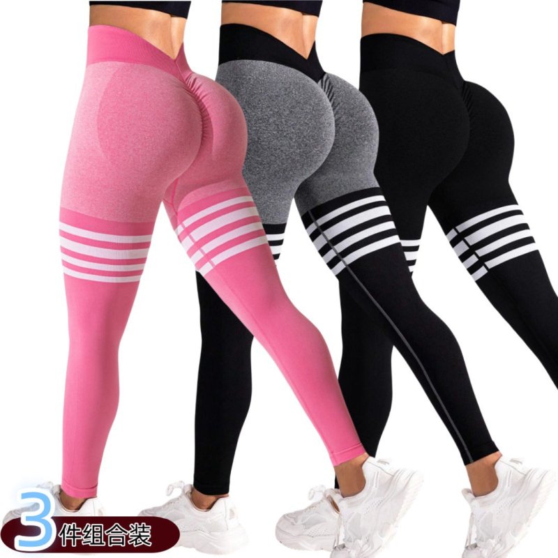 Striped Outdoor Sports Tights High Waist Hip Lift Running Exercise Workout Pants $39.99 Dana Fashion Color: 3 Heather Black Pink Size: L Women's clothing معلومات المنتج: اسم القماش: مزيج من الألياف الكيميائية السيناريوهات القابلة للتطبيق: رياضات الجري، مع