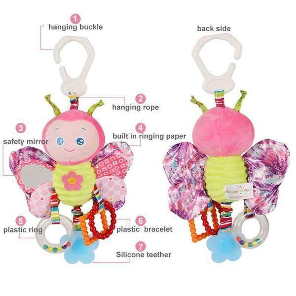 Stroller Hanging Toys $21.37 Dana Fashion Color: Butterfly Toys & Hobbies Material: Polyester Fibers Product Filling： PP Cotton Dimensions: Bird :20 x 27 x 8 cm Bunny :11 x 32 x 8 cm Duckling: 14 x 26 x 9 cm Butterfly :19 x 24 x 7 cm