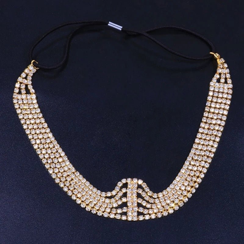 Style Princess Elastic Multi Layered Rhinestone Hair Band Headwear Holiday Gift Hair Accessories $19.00 Dana Fashion Color: Gold Women's Accessories Product information: Material: Crystal Types: hair bands and headbands Style: Women's Shape: Heart shaped