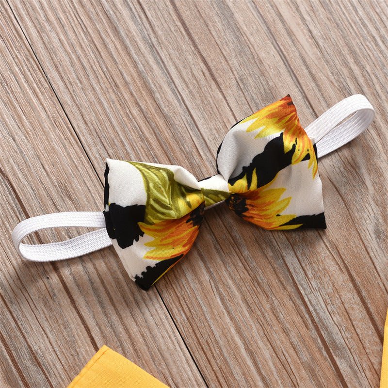 Summer Baby Girl Triangle Romper, Lace Wrapper For Newborn Baby, Sunflower Baby One-piece Romper $18.69 Dana Fashion Color: Yellow Child size: 100cm Baby Clothing Product information Applicable gender: female Sleeve: Sleeveless Whether hooded: not hooded