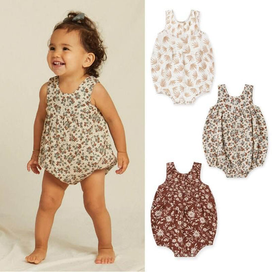 Summer Baby Rompers Cotton Breathable One-piece Nordic Style Floral Sleeveless Romper $24.50 Dana Fashion Color: Beige Leaves Suit Height: 66cm Baby Clothing Product information: Color: beige leaves, khaki flowers, dark red flowers Suitable height: 66cm,7