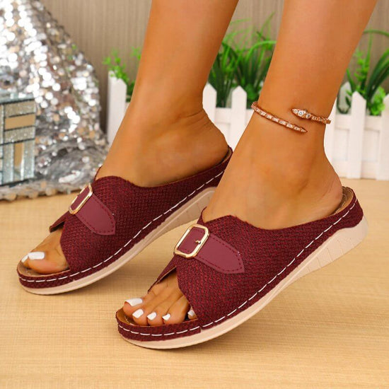 Summer Buckle Wedges Sandals Peep-toe Platform Slippers Women's Thick-soled Beach Shoes $55.00 Dana Fashion Color: Beige Size: 36 Women's shoes Product information: Lining material: PU Toe bracket shape: Fish Mouth Color: Black, Milky White, khaki, wine r