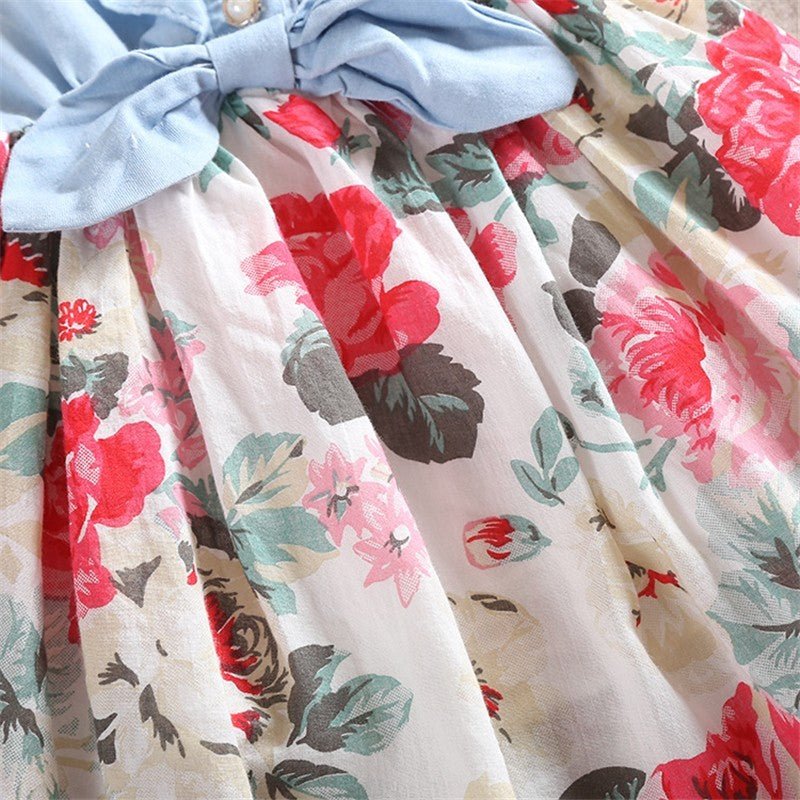 Summer Children Sleeveless Girl Denim Floral Dresses $17.09 Dana Fashion Size: L Color: Rad Baby Clothing Product Name: Summer Children Sleeveless Girl Denim Floral Dresses Fabric name: cotton Main fabric composition: cotton Main fabric composition conten
