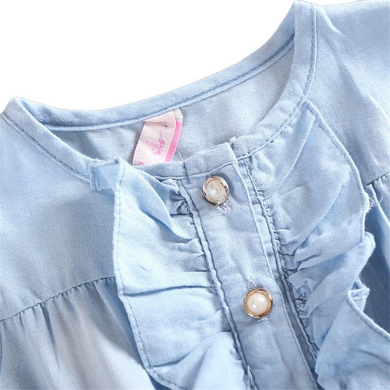 Summer Children Sleeveless Girl Denim Floral Dresses $17.09 Dana Fashion Size: L Color: Rad Baby Clothing Product Name: Summer Children Sleeveless Girl Denim Floral Dresses Fabric name: cotton Main fabric composition: cotton Main fabric composition conten