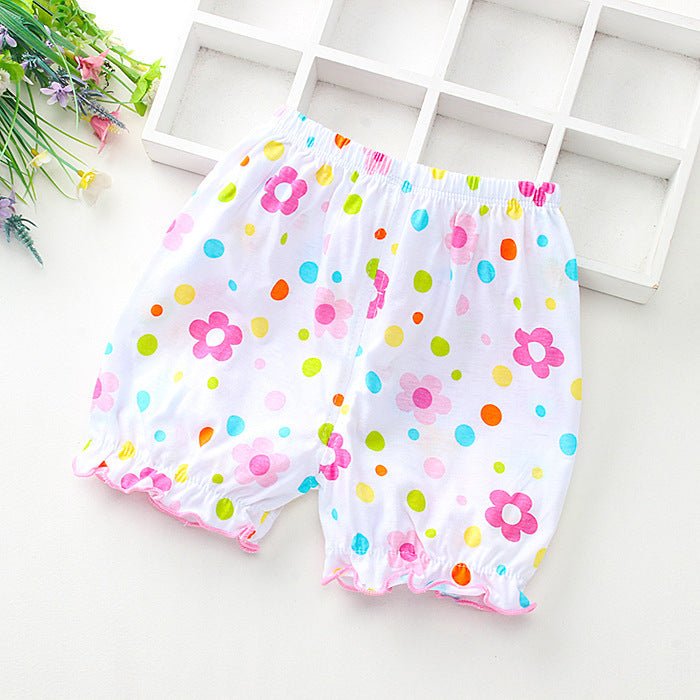 Summer Children's Cotton Thin Lace Bloomers $10.84 Dana Fashion Color: Flower Size: L Baby Clothing Product information: Fabric name: Knitted Safety level: Class A Main fabric composition: cotton Suitable age group: infants (1~3 years old, 80~100cm) Wheth