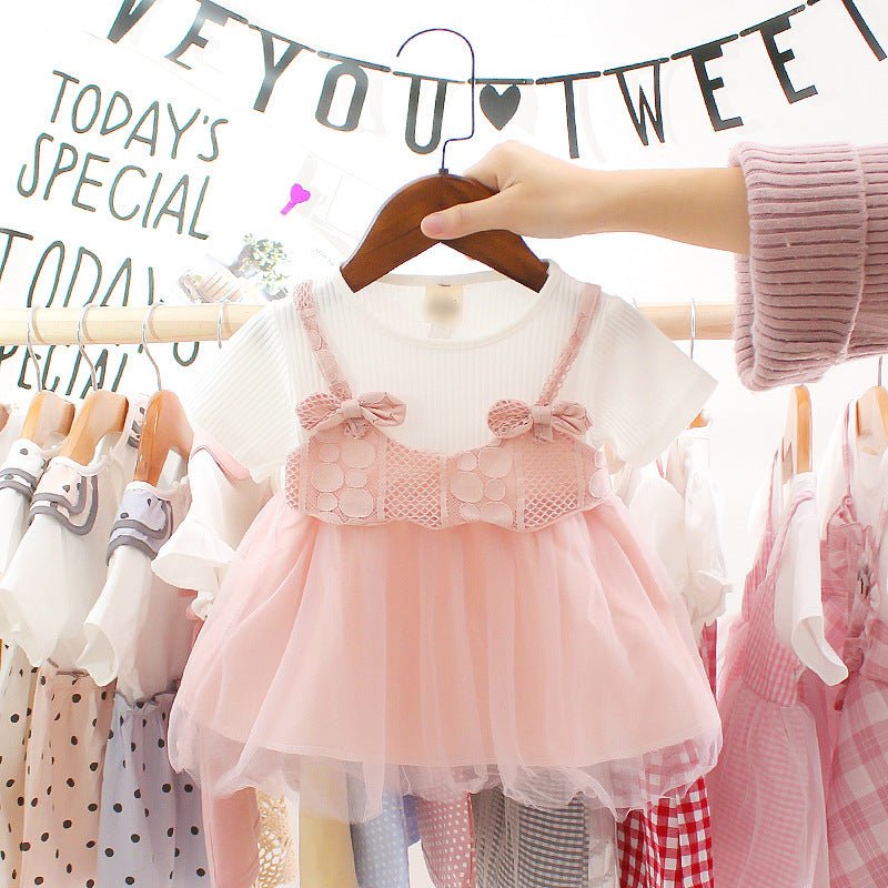 Summer Cute Cartoon Baby Princess Birthday Party Mesh Dresses $26.10 Dana Fashion Color: Pink Size: 100 Baby Clothing Product Information： Main fabric composition: cotton Main fabric ingredient content: cotton Skirt category: dress Style: princess Fabric