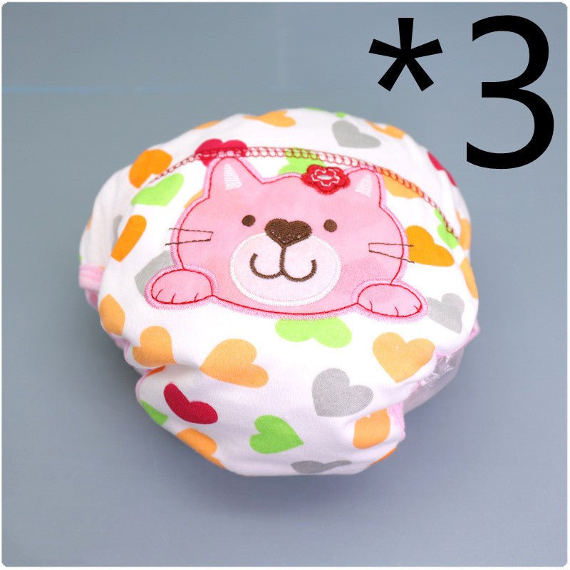 Summer Embroidered Baby Cotton Learning Pants Diaper Pocket Waterproof Training Pants Leak-Proof Breathable Bread Pants $21.01 Dana Fashion Color: 3pcs Pink cat style: 100 yards Baby & Mother Product information: Product specifications: 80,90,100 yards. P