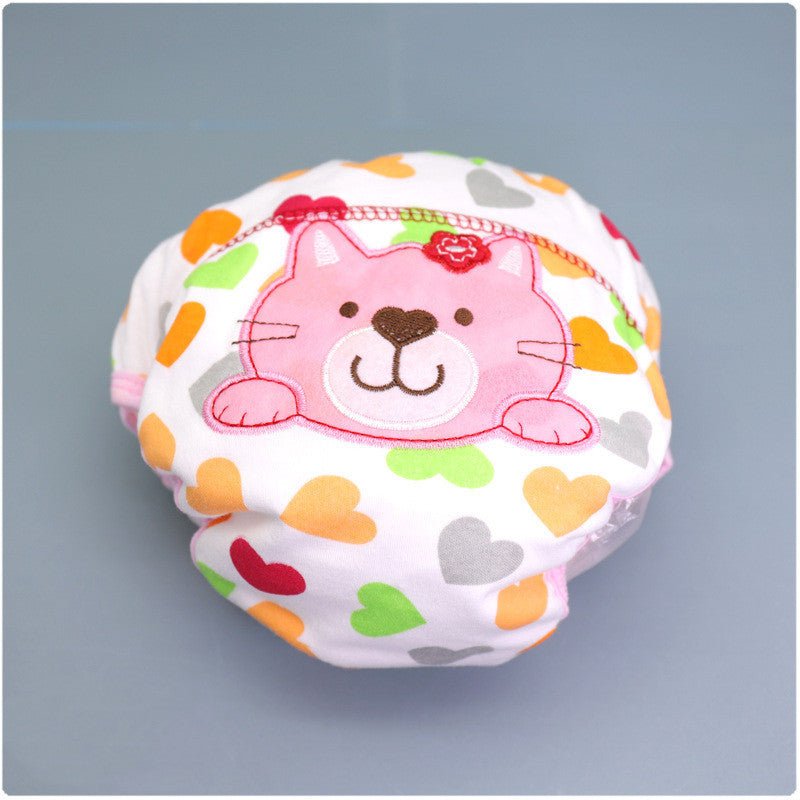 Summer Embroidered Baby Cotton Learning Pants Diaper Pocket Waterproof Training Pants Leak-Proof Breathable Bread Pants $9.59 Dana Fashion Color: Pink cat style: 100 yards Baby & Mother Product information: Product specifications: 80,90,100 yards. Product