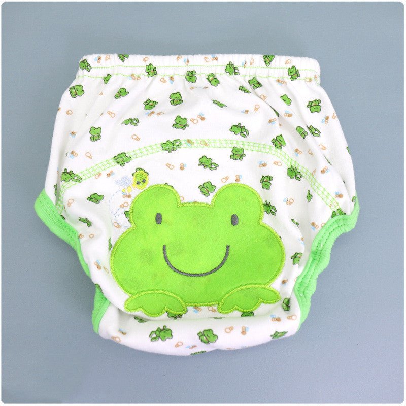 Summer Embroidered Baby Cotton Learning Pants Diaper Pocket Waterproof Training Pants Leak-Proof Breathable Bread Pants $9.59 Dana Fashion Color: Frog style: 100 yards Baby & Mother Product information: Product specifications: 80,90,100 yards. Product col