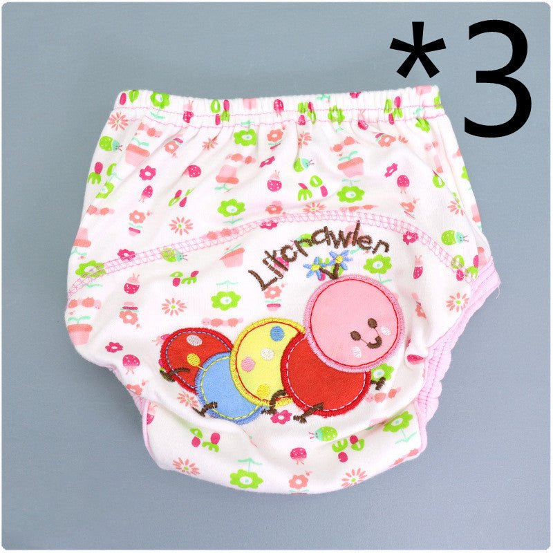 Summer Embroidered Baby Cotton Learning Pants Diaper Pocket Waterproof Training Pants Leak-Proof Breathable Bread Pants $21.01 Dana Fashion Color: 3pcs Caterpillar style: 100 yards Baby & Mother Product information: Product specifications: 80,90,100 yards