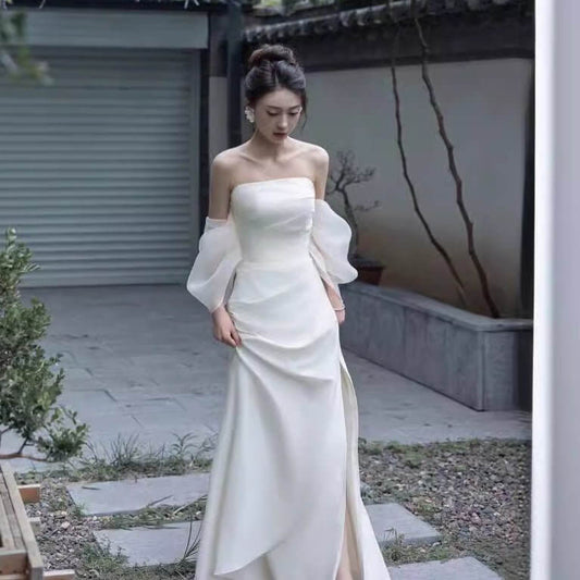 Summer Engagement Party Tube Top Simple $109.00 Dana Fashion Color: White Zipper Size: L Women's clothing Product information: Color: white (zipper), wine red (zipper) Sleeve type: sleeveless Waist type: high waist Size: XS,S,M,L,XL,XXL,XXXL Skirt length: