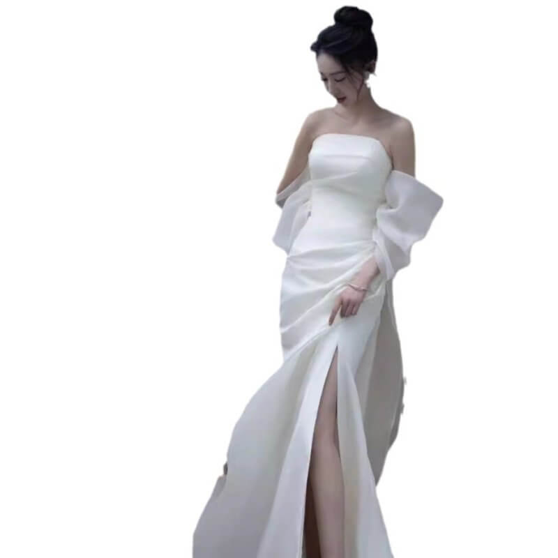 Summer Engagement Party Tube Top Simple $109.00 Dana Fashion Color: White Zipper Size: L Women's clothing Product information: Color: white (zipper), wine red (zipper) Sleeve type: sleeveless Waist type: high waist Size: XS,S,M,L,XL,XXL,XXXL Skirt length: