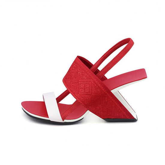 Summer Ethnic Style Women's Shoes Embroidered Sandals $149.50 Dana Fashion Color: Red Size: 34 Women's shoes Product information: Sole material: rubber Toe bracket shape: square head Color: gray, black, red Shoe Upper material: Cowhide Size: 34, 35, 36, 3