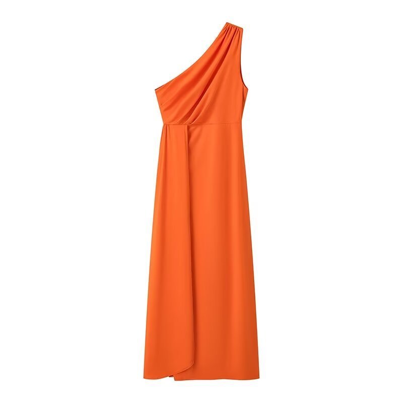 Summer New One-shoulder Knitted Dress $45.38 Dana Fashion Color: Orange Size: L Women's clothing Product information: Pattern: solid color Skirt-type: hip skirt Color: purple, orange Waist type: high waist Size: S,M,L Style type: temperament commute Combi