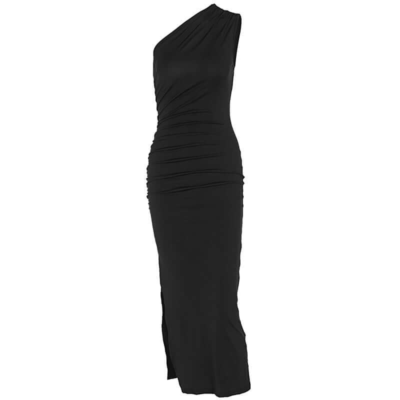Summer New Shoulder Split Waist Fitted Sleeveless Dress $29.90 Dana Fashion Color: Black Size: L Women's clothing Product information: Pattern: solid color Skirt type: One-Step skirt Color: green, black Waist type: high waist Size: S,M,L Skirt length: lon