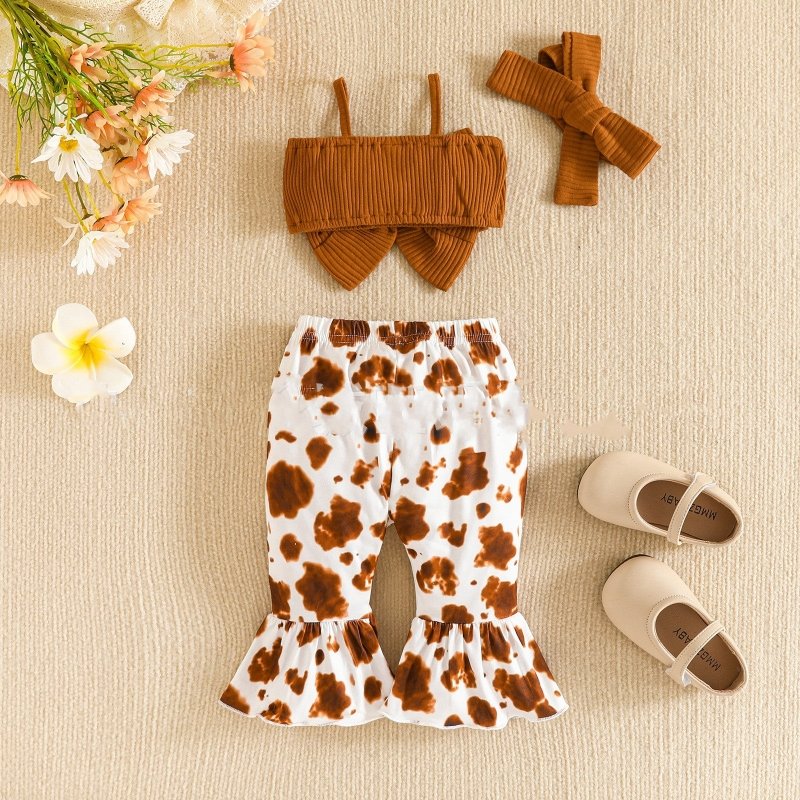 Summer New Sisters Outfit Bow Suspenders Short Top And Trousers Suit $19.65 Dana Fashion Color: Beige Suit Height: 100cm Baby Clothing Product information: Pattern: animal, solid color, flower Color: beige, light brown Suitable height: 80cm, 90cm, 100cm,