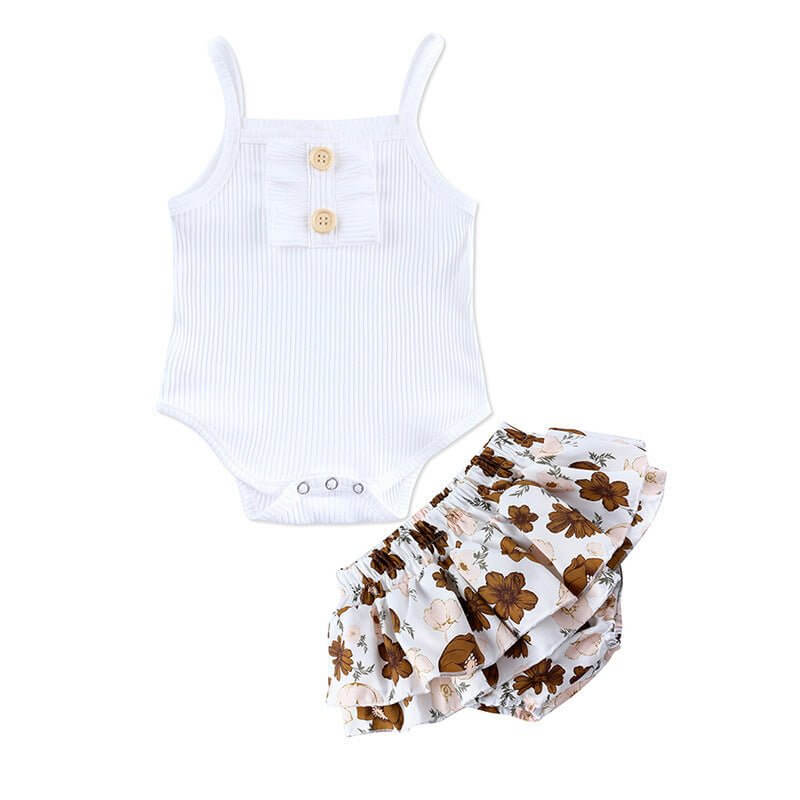 Summer sleeveless clothing suit $19.00 Dana Fashion Color: White Size: 100cm Baby Clothing Fabric name: Cotton Main fabric composition: cotton Main fabric ingredient content: 95 (%) Closed style: pullover size length bust *2 waist *2 hip *2 70 38 24 21 30