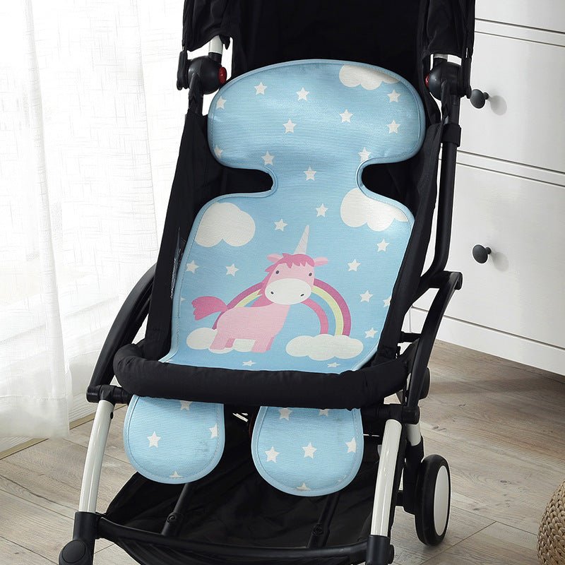 Summer Stroller Cooling Pad 3D Air Mesh Breathable Stroller Mat Mattress Latex Baby Car Seat Cover Cushion $98.73 Dana Fashion Color: Blue unicorn Size: 33x72cm Baby & Mother Overview: It has the advantages of ventilation, water absorption, and moisture r