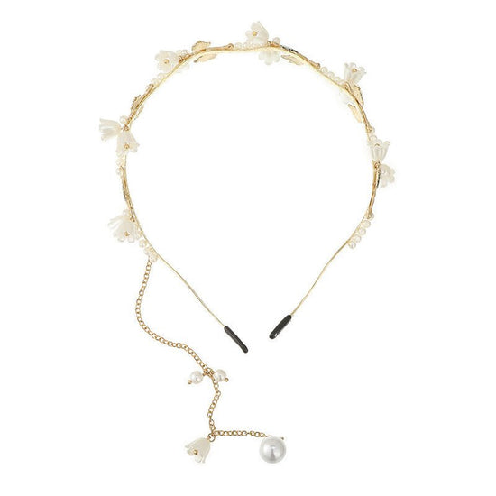 Super Fairy White Linglan Pearl Tassel Mori Temperament Elegant Headband $20.79 Dana Fashion Color: FS1160 Women's Accessories Product information: Process: Electroplating Applicable people: women Material: Alloy Popular elements: Lily Style: Cute Packing