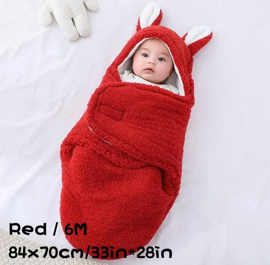 Super Soft Baby Sleeping Bag Fluffy Fleece Newborn Blanket Swaddle Blankets, Unisex Baby Wrap For Newborn Baby Boys Girls With Head-Protecting & Head-Supporting Function, Wearable Swaddle Sleep Sack $65.16 Dana Fashion Color: Red Size: 6M Baby Clothing EA