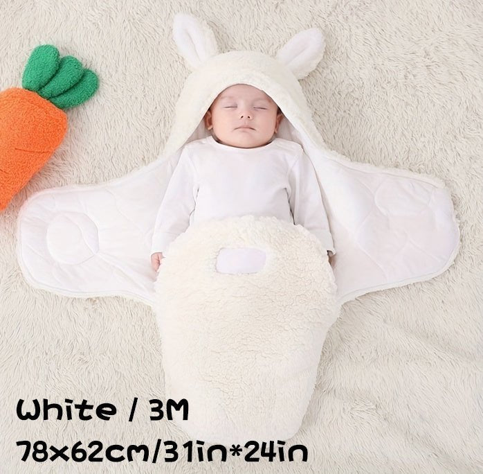 Super Soft Baby Sleeping Bag Fluffy Fleece Newborn Blanket Swaddle Blankets, Unisex Baby Wrap For Newborn Baby Boys Girls With Head-Protecting & Head-Supporting Function, Wearable Swaddle Sleep Sack $57.20 Dana Fashion Color: White Size: 3M Baby Clothing