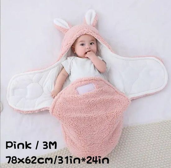 Super Soft Baby Sleeping Bag Fluffy Fleece Newborn Blanket Swaddle Blankets, Unisex Baby Wrap For Newborn Baby Boys Girls With Head-Protecting & Head-Supporting Function, Wearable Swaddle Sleep Sack $57.20 Dana Fashion Color: Pink Size: 3M Baby Clothing E