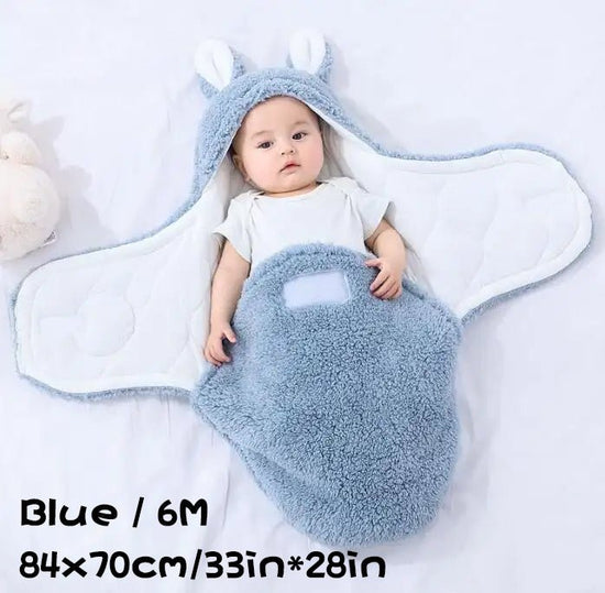 Super Soft Baby Sleeping Bag Fluffy Fleece Newborn Blanket Swaddle Blankets, Unisex Baby Wrap For Newborn Baby Boys Girls With Head-Protecting & Head-Supporting Function, Wearable Swaddle Sleep Sack $65.16 Dana Fashion Color: Blue Size: 6M Baby Clothing E