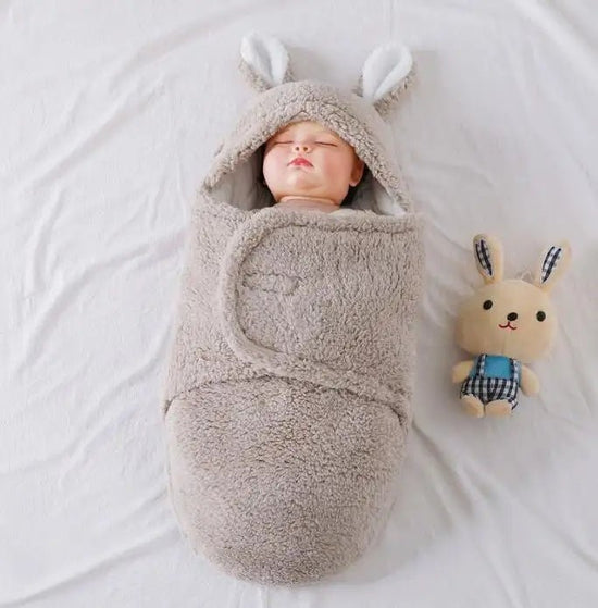Super Soft Baby Sleeping Bag Fluffy Fleece Newborn Blanket Swaddle Blankets, Unisex Baby Wrap For Newborn Baby Boys Girls With Head-Protecting & Head-Supporting Function, Wearable Swaddle Sleep Sack $57.19 Dana Fashion Color: Blue Size: 3M Baby Clothing E