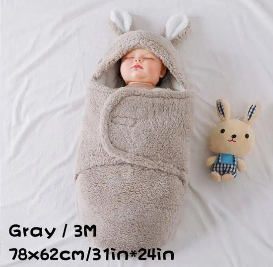 Super Soft Baby Sleeping Bag Fluffy Fleece Newborn Blanket Swaddle Blankets, Unisex Baby Wrap For Newborn Baby Boys Girls With Head-Protecting & Head-Supporting Function, Wearable Swaddle Sleep Sack $57.20 Dana Fashion Color: Gray Size: 3M Baby Clothing E