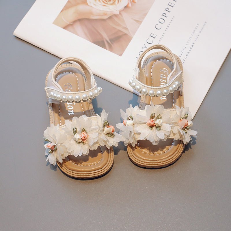 Sweet Flowers Kids Sandals Girls Versatile Soft Toddler Shoes $38.01 Dana Fashion Color: Off white Shoe size: Size23 Baby & Mother Overview: Unique design, stylish and beautiful. Good material, comfortable feet. A variety of colors, any choice. Specificat