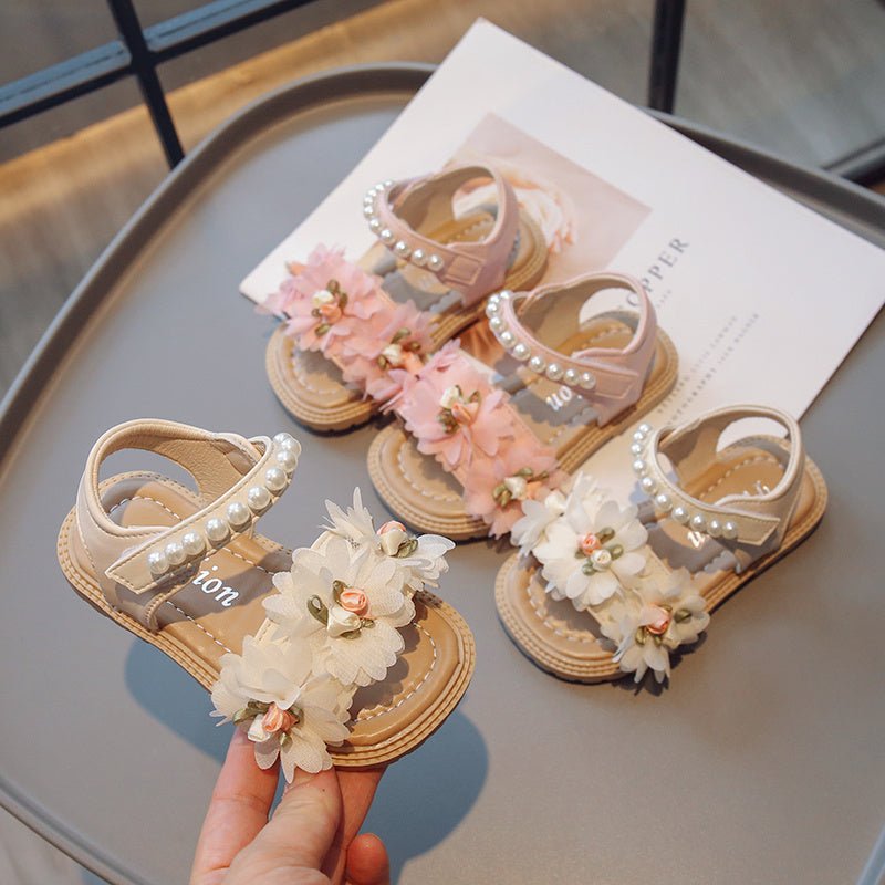 Sweet Flowers Kids Sandals Girls Versatile Soft Toddler Shoes $38.01 Dana Fashion Color: Off white Shoe size: Size23 Baby & Mother Overview: Unique design, stylish and beautiful. Good material, comfortable feet. A variety of colors, any choice. Specificat