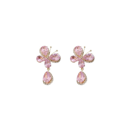 Sweet Light Luxury Rhinestone Zircon Butterfly Water Drop Silver Pin Earrings $14.50 Dana Fashion Color: Silver Needle Pink Women's Accessories Product information: Treatment Process: Diamond Color: Silver Needle pink butterfly water drop earrings Applica
