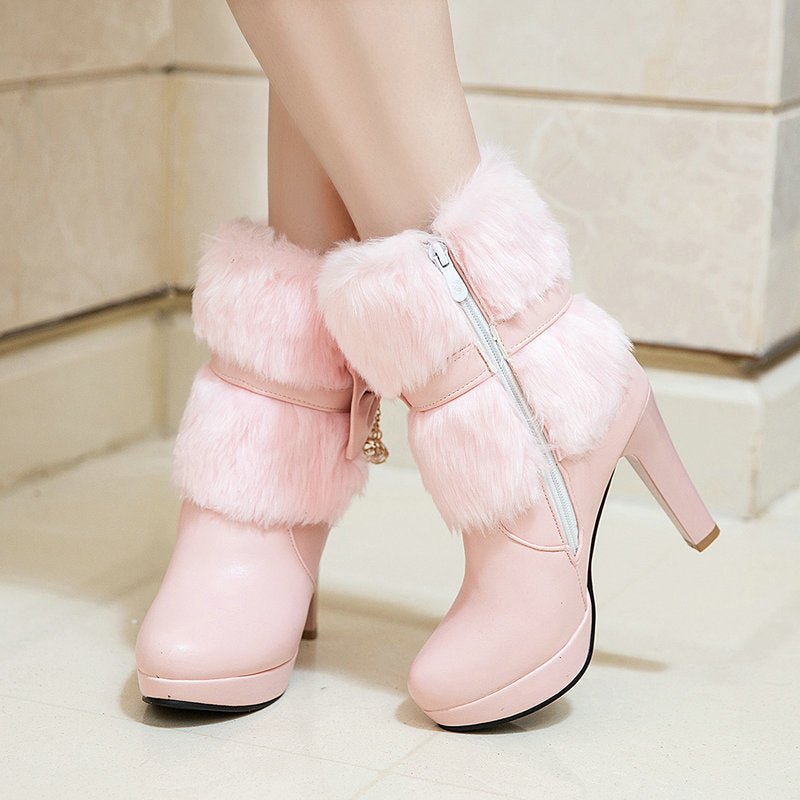 Sweet Princess Autumn And Winter Short Boots Snow Women Middle Boots Women Boots Thick Heel Short Boots $59.00 Dana Fashion Color: Black Size: 32 Women's shoes Product category: fashion boots Applicable age: adult Upper Material: Artificial PU Inside: sho