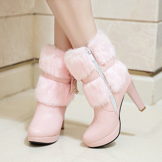 Sweet Princess Autumn And Winter Short Boots Snow Women Middle Boots Women Boots Thick Heel Short Boots $59.00 Dana Fashion Color: Black Size: 32 Women's shoes Product category: fashion boots Applicable age: adult Upper Material: Artificial PU Inside: sho