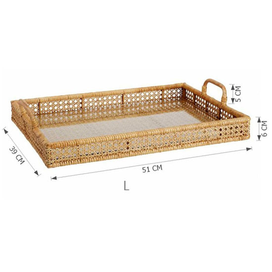 Tea Table Storage Rattan Desktop Storage Box Tray $175.00 Dana Fashion style: Large rectangle Dana's Kitchen Product information: Material: rattan Style: American shape: rectangle Applicable space: restaurant Pallet craft: weaving Number of layers: single