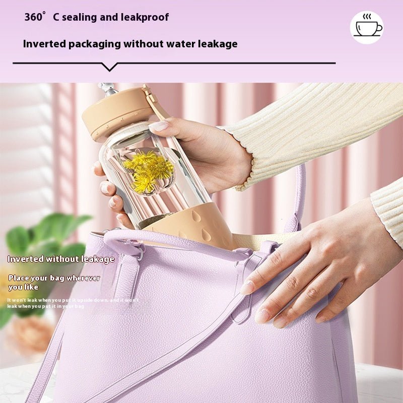 Tea Water Separation Magnetic Glass Water Cup Sealed Without Leakage Glass Tea Water Cup Infuser Tumbler Drinkware Water Bottle With Tea Filter $25.27 Dana Fashion Color: Girl Pink Capacity: 500ml Dana's Kitchen Overview: Leather sleeve anti-scalding: Thi