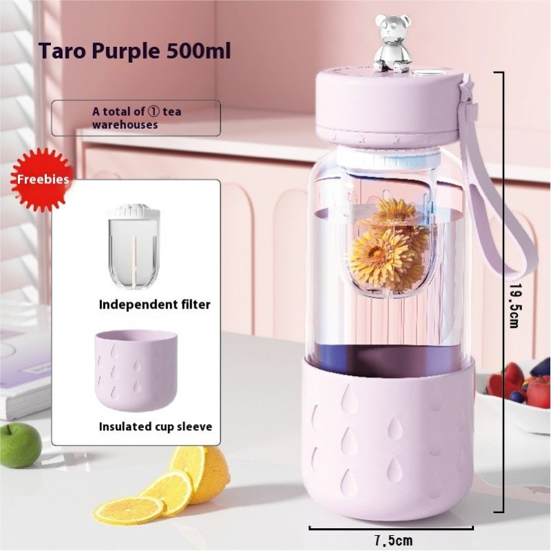 Tea Water Separation Magnetic Glass Water Cup Sealed Without Leakage Glass Tea Water Cup Infuser Tumbler Drinkware Water Bottle With Tea Filter $25.27 Dana Fashion Color: Taro Purple Capacity: 500ml Dana's Kitchen Overview: Leather sleeve anti-scalding: T